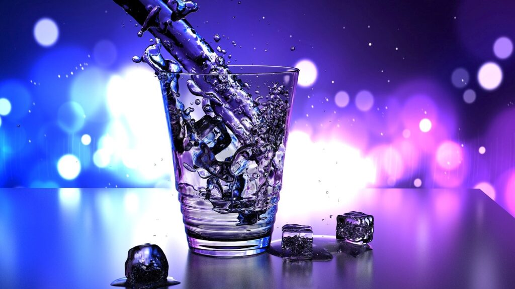 water, glass, ice